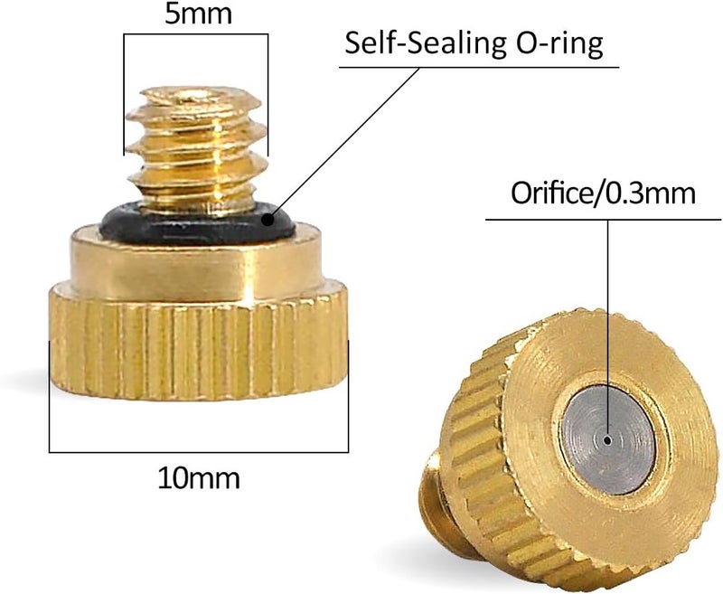 Aootech 32 Pack- Brass Misting Nozzles For Outdoor Cooling System, 0.012” Orifice (0.3 mm) 10/24 UNC - Image 2